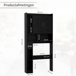 SNJY® Wasmachine Kast - Wasmachine Verhoger - Wasmachine Ombouw - 20D x 81,6B x 172,2H cm - Zwart — thumbnail 5