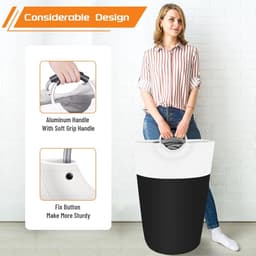 Waszak 90L - Wasmand - Opvouwbare Waszak - Stoffen Waszak - Waszak met Grote Capaciteit - Waszak met Handvatten - Waszak voor Opbergen - Waszak voor Studentenkamers, Slaapzalen en Thuis - 38*79 cm - Zwart — thumbnail 2