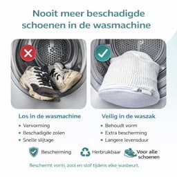 Schoenen Waszak voor Wasmachine – Sneaker Waszak met Rits – Beschermende Waszak voor 1 Paar Schoenen – Herbruikbaar – 15x25 cm — thumbnail 2