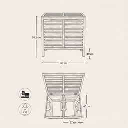 Dubbele wasmand, bamboe MOA, 90 l — thumbnail 2