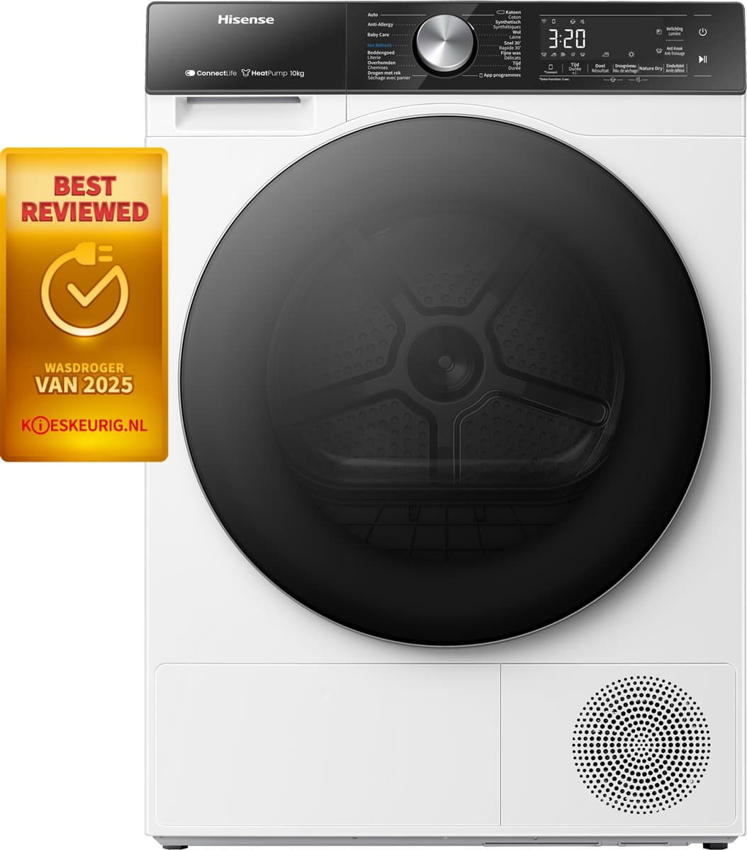 HISENSE Warmtepompdroger DH5S102BW - 10 kg - 64 dB - Energielabel C — afbeelding 1