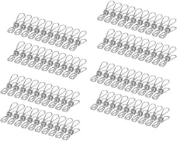 Verpakking van 100 stuks roestvrijstalen wasknijpers - Roestvrijstalen clips - Clips - Clips voor het drogen van dekens - Geschikt voor waslijnen, sokkenrekken, keukens en kantoren - 6,5 cm — thumbnail 1