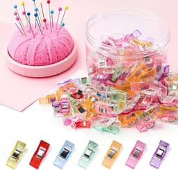 100-delige set plastic naaiclips — "Bijlvormige" clips — Stevige bevestigers voor quilten & binden — Positioneerclips — Veelzijdig inzetbaar voor naaien, breien, haken, het ophangen van voorwerpen en meer — 2,7 x 1 x 1,5 cm — thumbnail 4