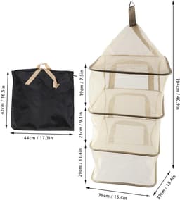 Hangend Droogrek - Opvouwbaar Net - Lucht Drogen - 4 Lagen Gaas - 104cm Hoog - Beige — thumbnail 4