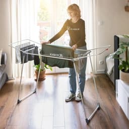 KADAX groot droogrek met 18m droogoppervlak, opvouwbare wasdroger met vleugels, stabiel wasdroogrek met vleugels voor binnen buiten, droogtrommel (wit) — thumbnail 4