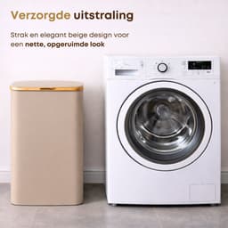 ACAZA Wasmand Met Deksel - 90 L - Bamboe - 42 x 32 x 70,5 cm - Zand — thumbnail 4