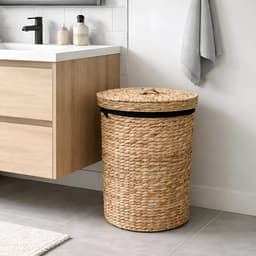 Lavandoux - Wasmand met Deksel - Waterhyacint - Naturel - M: Ø35 x H50 cm — thumbnail 3