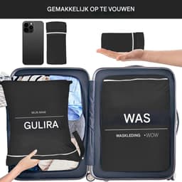 Ynkkvre - Waszak - Reisopbergtas - Opbergtas - Laundry bag - 2-Pack - Waterdichte Reistas voor Zwemkleding en Natte Kleding - 37x48 cm - Polyester met Ritssluiting - Makkelijk Schoon te Maken — thumbnail 4