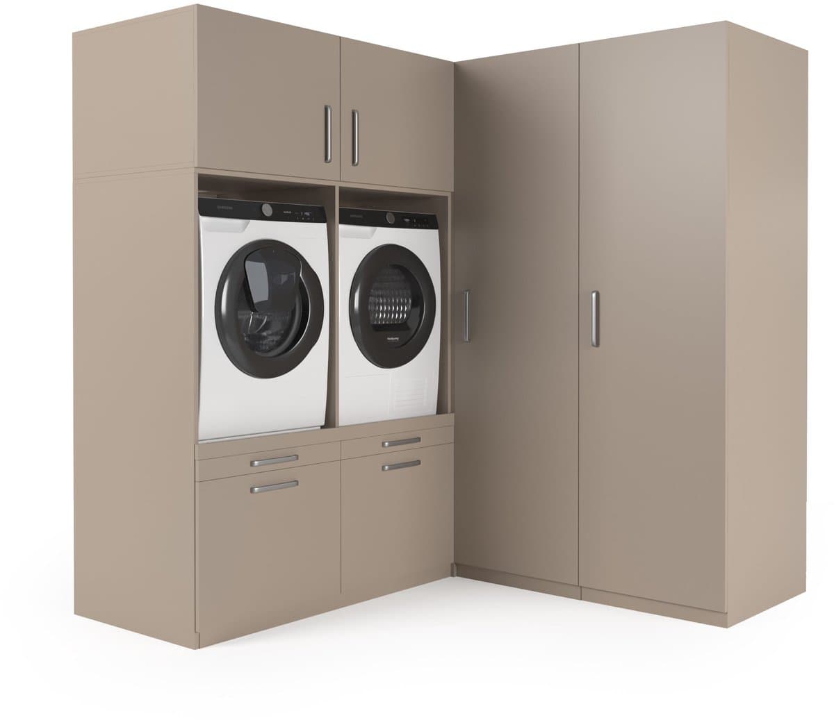 Wasophoogte® Wasmachine Kast Florence - Wasmachine verhoger - Wasmachine ombouw - 700(D)*2030(B)*2110(H) mm - Taupe — afbeelding 1