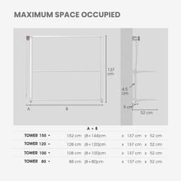 Foxydry Tower Wasdroger - 3 Opvouwbare Roosters - 33m Draad - 30kg - Wit - 128x52x137cm — thumbnail 4