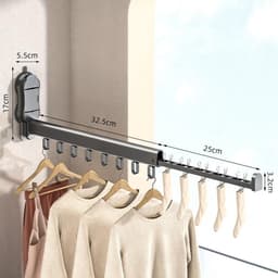 Quvo® Wanddroogrek Inklapbaar - Wanddroogrek - Grijs - ‎6cm x 58cm x 17cm — thumbnail 4