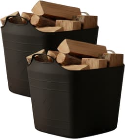 Excellent houseware flexibele kuip / emmer - 2x - zwart - 25 l - kunststof - 40 x 35 cm - met handvatten — thumbnail 1