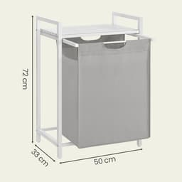 VASAGLE BLH101W03 - Wasmand met Opbergvak - Wassen Zak - Stevig Oxford Weefsel en Metalen Frame — thumbnail 2