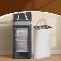 SONGMICS LCB811BH01 - Wasmand met Deksel en Handgrepen - 100 L Capaciteit - Stevige Opbergoplossing — thumbnail 5