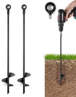 2 stuks 46 cm grondankers voor zware omstandigheden bij harde wind - grondpennen met schroefbevestiging voor stacaravans, schommels, tenten, carports en tuinhuisjes — thumbnail 1