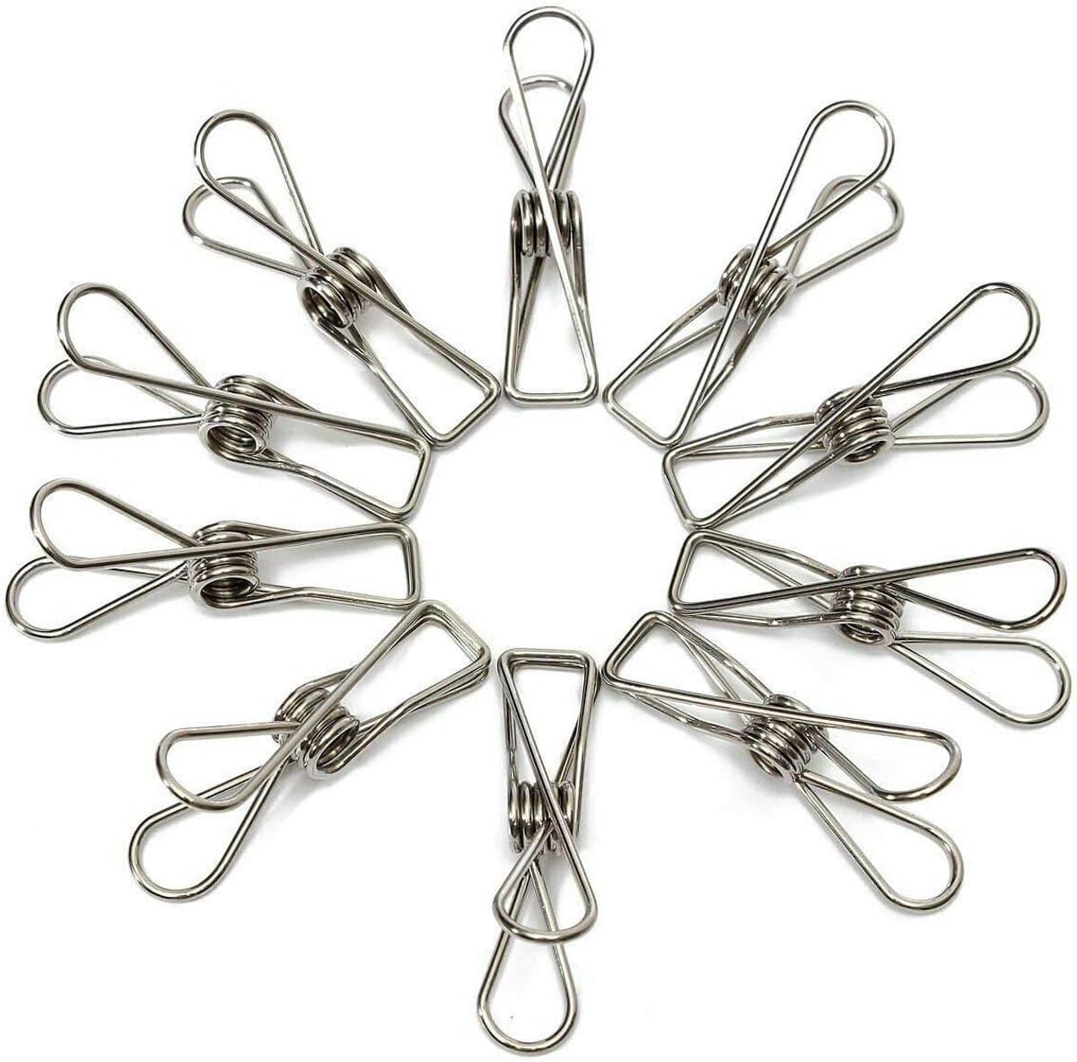 Wasknijpers Set - Kledinghangers Klemmen - Kleding Drogen - Roestvrij Staal - 60 Stuks - Zilverkleurig — afbeelding 1