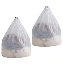 2 stuks waszakken, waszak met trekkoord, fijnmazige zak, speciale waszak met trekkoord, verdikte, vormvaste waszak met trekkoord, waszak van netstof, 30*40cm geschikt voor het wassen van handdoeken/korte mouwen (wit) — thumbnail 1