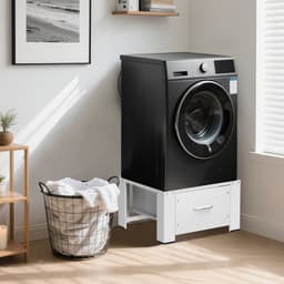 Wasmachine opbouwmeubel Wit - Wasmachine verhoger met lade - Wasmachine Sokkel - Wasmachine Kast - 62.5x54.5x32.5cm - Universeel — thumbnail 4