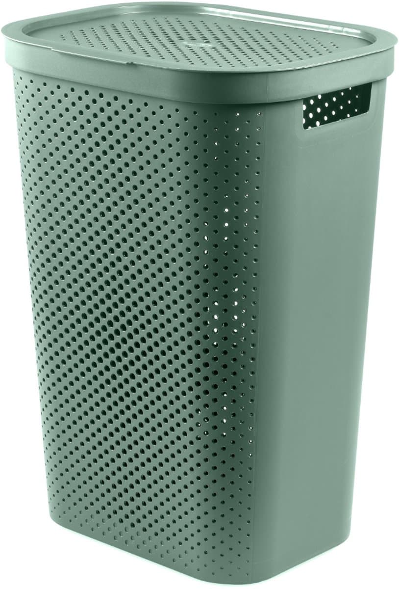 Curver Infinity Recycled Dots Wasmand met deksel - 60L - Groen — afbeelding 1