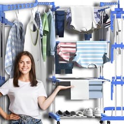 RFWR® Ruimtebesparend Droogrek met Wieltjes - XXL Torenwasrek voor Efficiënt Drogen — thumbnail 2