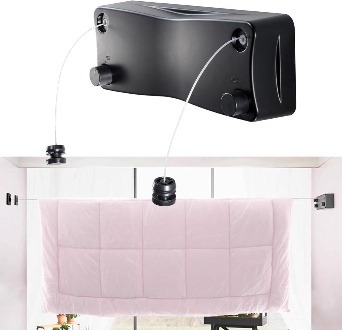Heavy Duty Stainless Steel Retractable Clothesline 2 x 5.2m - Double Outdoor Indoor Wall Mounted Drying Line for Bathroom Balcony — afbeelding 1