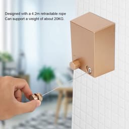 Intrekbare waslijn voor Indoor en Outdoor gebruik - Heavy Duty droogrek van Roestvrijstaal - Ruim 42 meter - Wandgemonteerde droger voor hotels en Balkons - Gouden afwerking — thumbnail 2