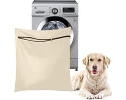 Waszakken voor huisdieren - Waszakken van twill polyester - Grote waszakken met rits - Voorkomt dat waszakken verstopt raken door dierenhaar - wasmachine, 70 x80 cm，waszak voor huisdieren voor honden, katten en konijnen (Khaki)- L — afbeelding 1