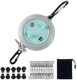 Waslijn - 10 m lang, 4 mm diameter - Ingekorte afmeting 10,2 * 8 * 4,5 cm - 20 wasknijpers - 10 bevestigingsgespen - 1 opbergzak - Verstelbaar - Draagbaar - Reis- en kampeerwaslijn - Geschikt voor wasruimtes binnen en buiten — thumbnail 1