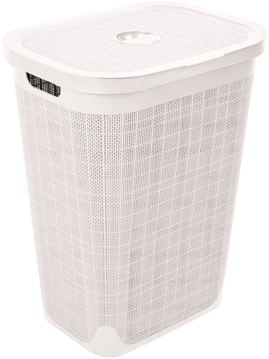 Wasmand 'Hessian' met deksel - 60 Liter - Box - Crème - Ventilatie — afbeelding 1