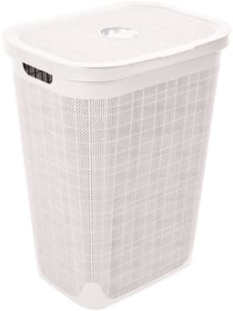 Wasmand 'Hessian' met deksel - 60 Liter - Box - Crème - Ventilatie — thumbnail 1