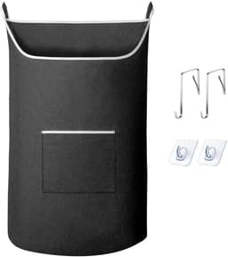 Hangende wasmand, deurhangende wasmand met grote opening Hangende wasmand Opbergtas Groot formaat 36 x 22 inch (zwart) — thumbnail 1