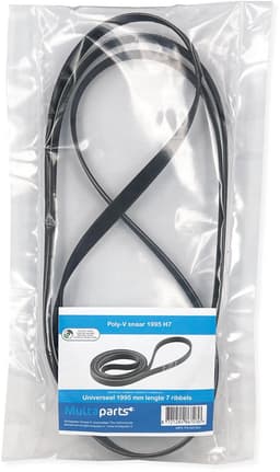 Poly-V snaar 1995H7 met ribbels | Aandrijfsnaar o.a. voor wasmachine | Lengte 1995 mm met aan de binnenzijde 7 ribbels | O.a. geschikt voor AEG, Electrolux, Zanker en Zanussi | Multaparts® huismerk — thumbnail 2