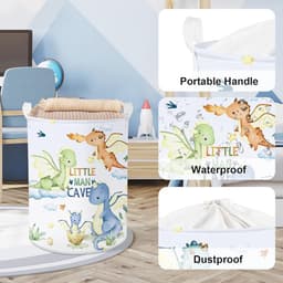 Grote Draak Kid Jongen Meisje 45L Wasmand met Handvat Opvouwbare Ster Wolk Kleding Speelgoed Blauw Opbergmand met Deksel voor Nursery. — thumbnail 5