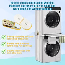 Stapelkit voor Wasmachine en Droger - Tussenstuk Wit- Uitschuifbare Handdoekhouder - Draagvermogen: Max. 30 kg — thumbnail 4