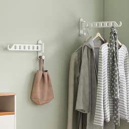Opvouwbaar Telescopisch Droogrek - 2 stuks - Inklapbaar Wanddroogrek - Wandmontage voor Kleding - Uitklapbaar Kledingrek Wand - Verplaatsbaar Wanddroogrek voor Kleding - Droogrek voor kleding aan de muur - Droogrek voor wasgoed - Wit — thumbnail 4