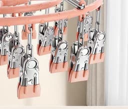 Allecto Premium - Ronde sokkendroger voor wasrek en ondergoedhanger met 24 wasknijpers. Winddicht droogrek van roestvrijstaal voor het drogen van handdoeken. — thumbnail 2