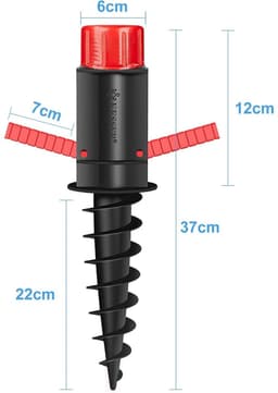 TOVBMUP Parasolstandaard - Grondanker - Grondanker voor gebruik op strand of grond - Geschikt voor parasolstokken met een diameter van 32 mm - Zwart — thumbnail 2