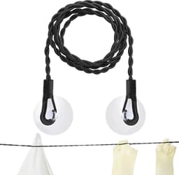 Reiswaslijn - Draagbare lijn - Kleding drogen - Intrekbaar en flexibel - Tot 2.5 meter - Zwart — thumbnail 1