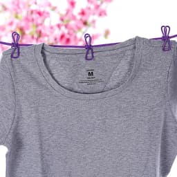 2 stuks - Elastische waslijn - Met 12 wasknijpers - Kampeerwaslijn - Kampeeraccessoires - Reiswaslijn voor buiten en binnen - Droogrek voor buitenkleding - Paars — thumbnail 2