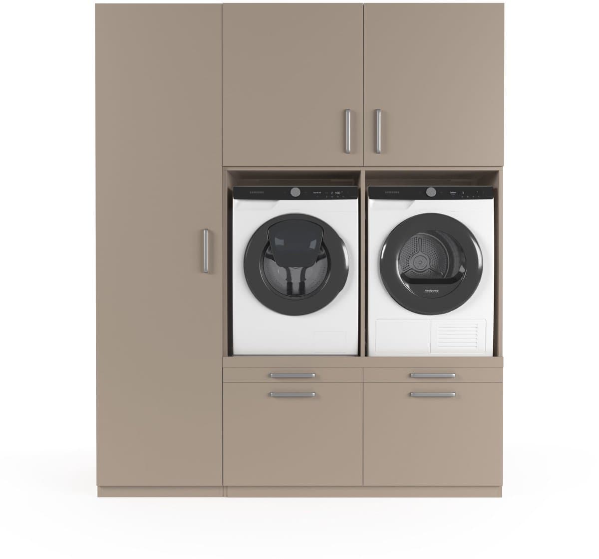 Wasophoogte® Wasmachine Kast Stockholm - Wasmachine verhoger - Wasmachine ombouw - 700(D)*1930(B)*2350(H) mm - Taupe — afbeelding 1