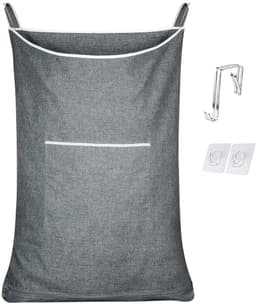 Hangende wasmand tas - ruimtebesparend - 1 stuk - grijs - 35L x 22W inch — thumbnail 1