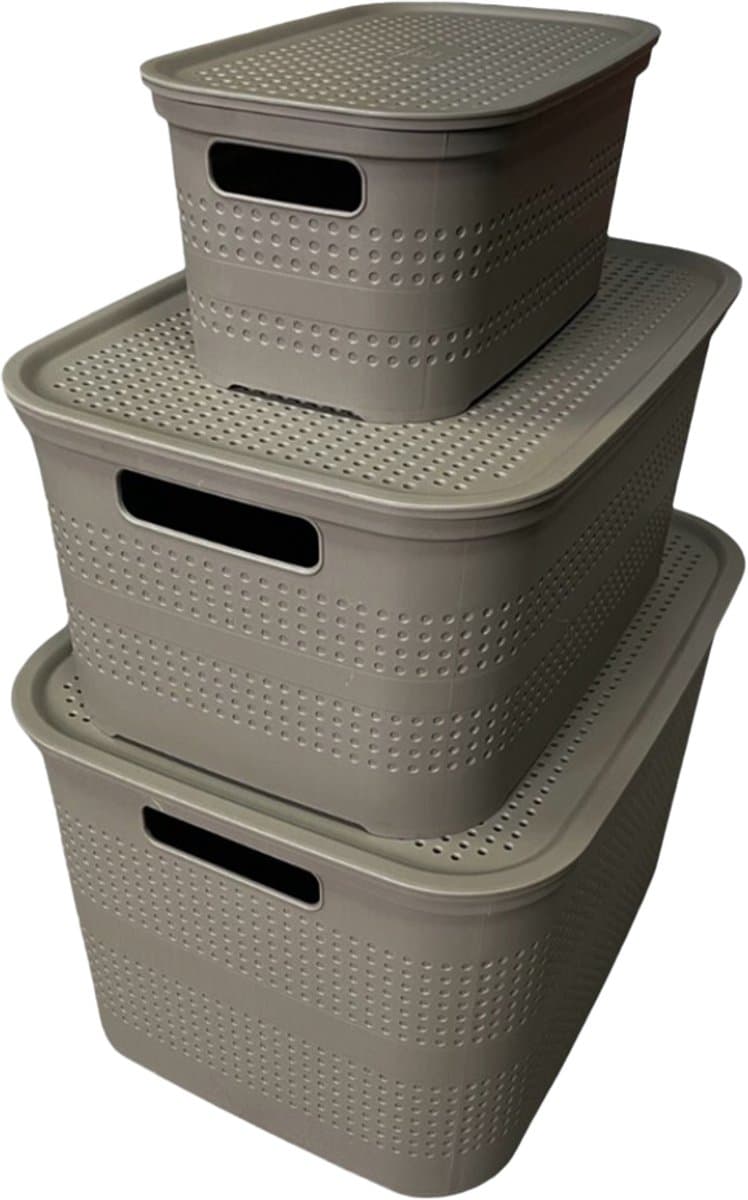 Wasmanden - Set van 3 stuks - 4,5 liter - 12 liter - 25 liter - Taupe — afbeelding 1
