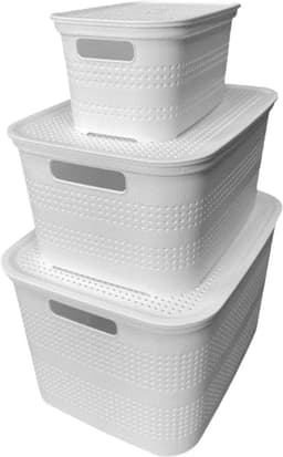 Wasmanden - Set van 3 stuks - 4,5 liter - 12 liter - 25 liter - Wit — thumbnail 1