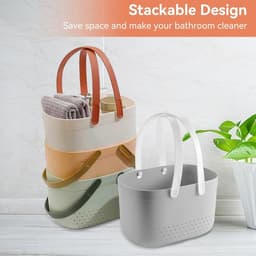 JGS Premium - Draagbare Douchemand met Ventilatiegaten - Kunststof Opbergmand - Grote Capaciteit - Handgrepen - Grijs. — thumbnail 5