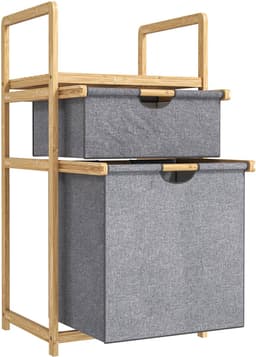 HOMCOM-Wasmand-44x34x84,5cm-Bamboe-Natuurlijk Hout — thumbnail 1