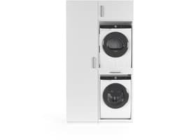 Wasophoogte® Wasmachine Kast Paris - Wasmachine verhoger - Wasmachine ombouw - 700(D)*1265(B)*2350(H) mm - Wit