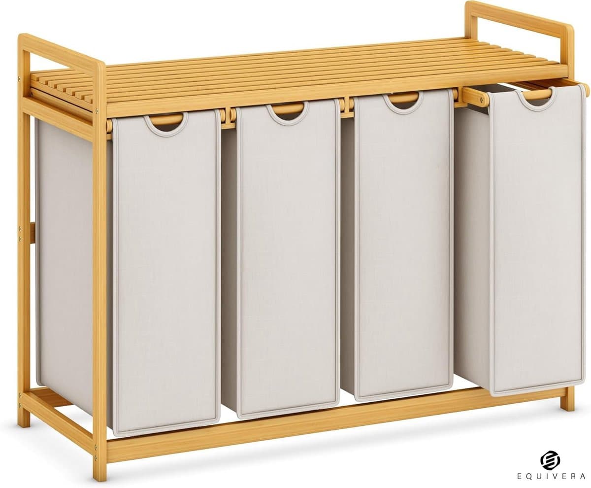 Equivera Wasmand 4 Vakken - Wasmand - Wassorteerder - Wasbox — afbeelding 1