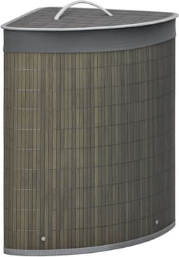 HOMCOM-Wäschekorb-Bambus-38L x 38B x 57H cm-Grau — thumbnail 1