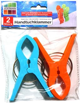 Jedermann Handdoekknijpers XL - 10x - blauw/geel - kunststof - 12 cm - wasknijpers — thumbnail 3