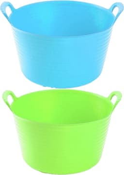 Voordeelset van 2x stuks kunststof flexibele emmers/wasmanden/kuipen van 56 liter in het blauw en groen — thumbnail 1